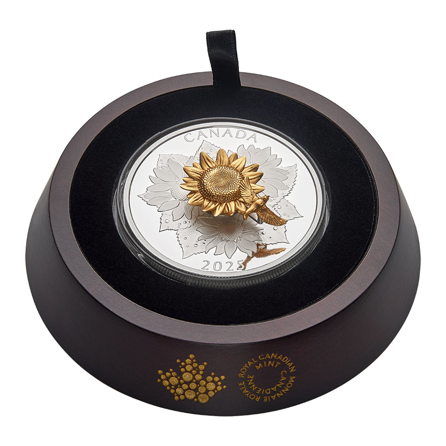 2025 5 oz Canadian The Goldfinch and the Bloom Gilded Proof Silver